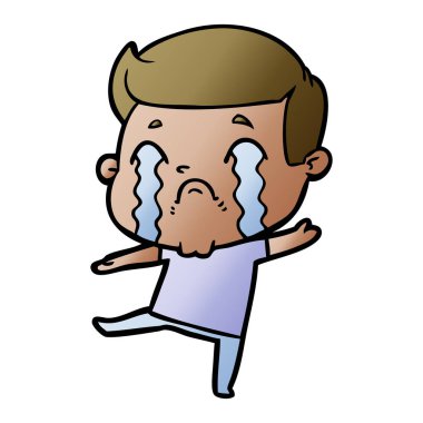 vektör çizim karikatür adam ağlıyor