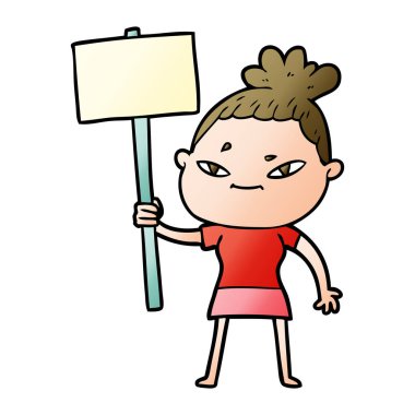 Çizgi filmdeki kadının vektör çizimi