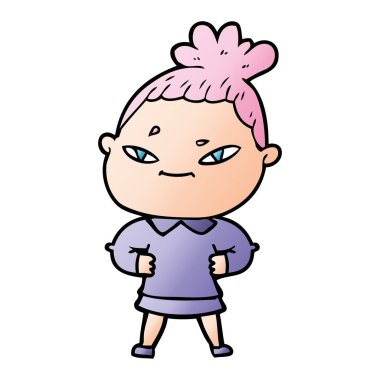 Çizgi filmdeki kadının vektör çizimi