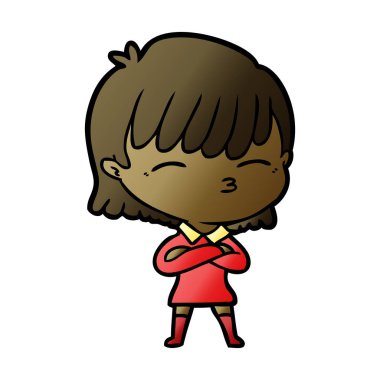 Çizgi filmdeki kadının vektör çizimi