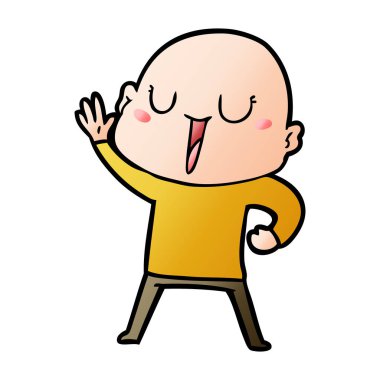 mutlu karikatür kel adam