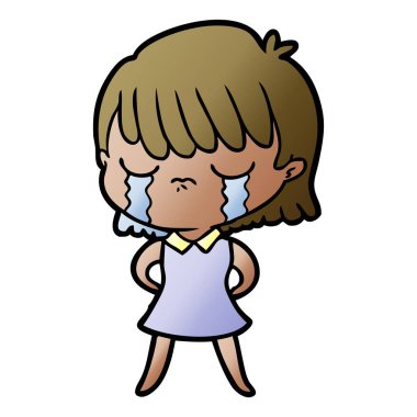 vektör çizim karikatür kadının ağladığını