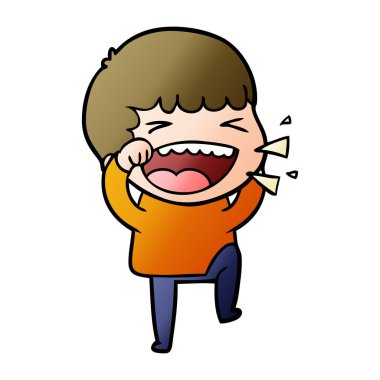 adam gülüyor karikatür vektör çizim