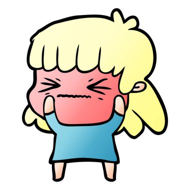 vektör çizim karikatür kızgın kız