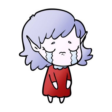 ağlayan karikatür elf kızı