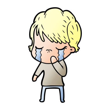 vektör çizim karikatür kadının ağladığını