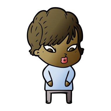 Çizgi filmdeki kadının vektör çizimi