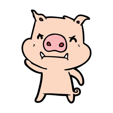 kızgın çizgi film domuz vektör çizim