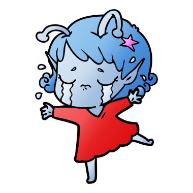 ağlayan uzaylı kız çizgi film