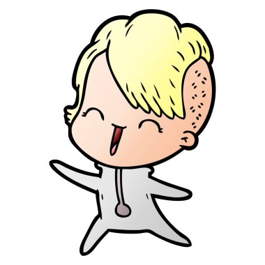 mutlu karikatür hippi kız