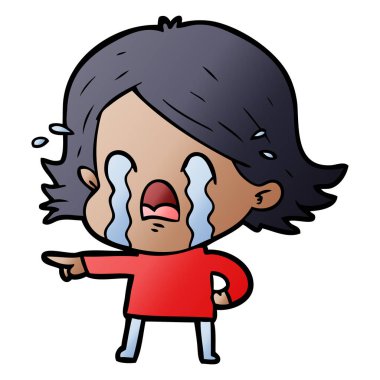 vektör çizim karikatür kadının ağladığını