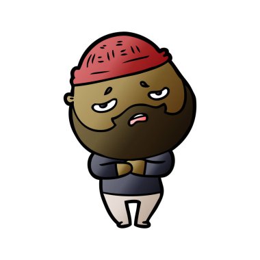 Sakallı endişeli adam çizgi film