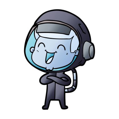 mutlu karikatür astronot vektör çizim