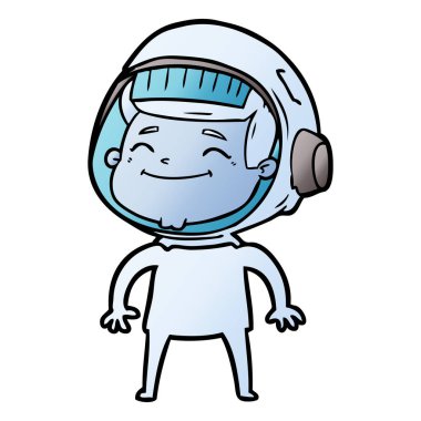 mutlu karikatür astronot vektör çizim