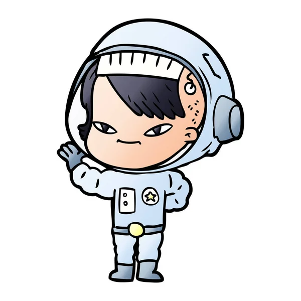 漫画宇宙飛行士女性のベクトル イラスト — ストックベクタ