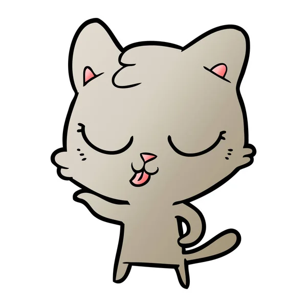 Ilustración Vectorial Feliz Gato Dibujos Animados — Vector de stock