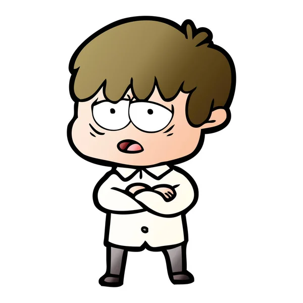 Vectorillustratie Van Cartoon Uitgeput Jongen — Stockvector