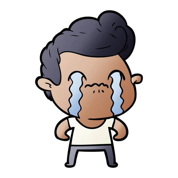 Vector Illustration Cartoon Man Crying — Stock Vector