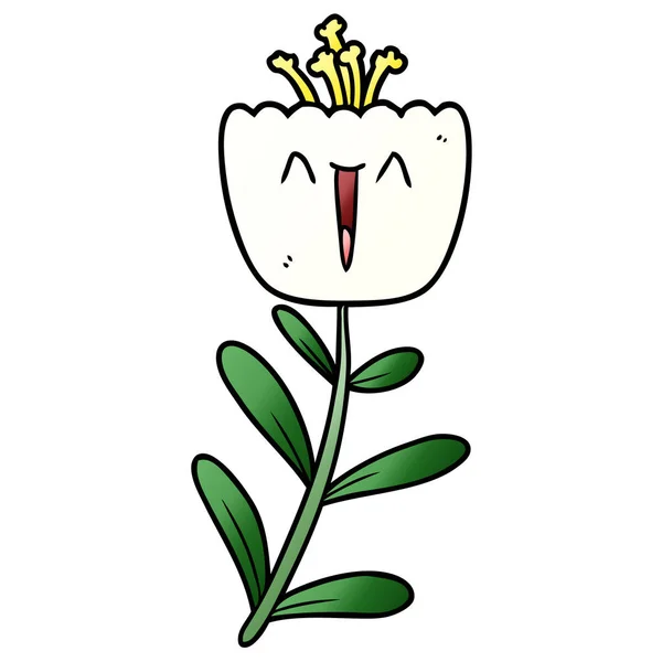 幸せな漫画花のベクトル イラスト — ストックベクタ