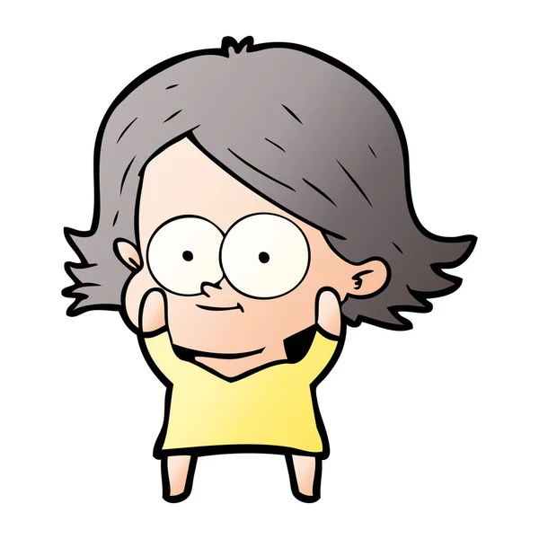 Vector Illustration Happy Cartoon Girl — Stock Vector