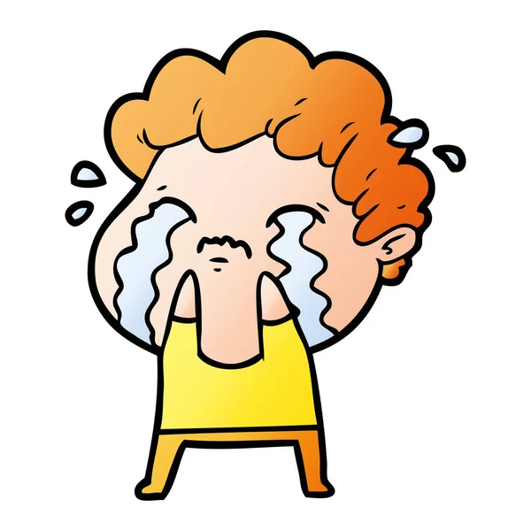 Vector Illustration Cartoon Man Crying — Stock Vector