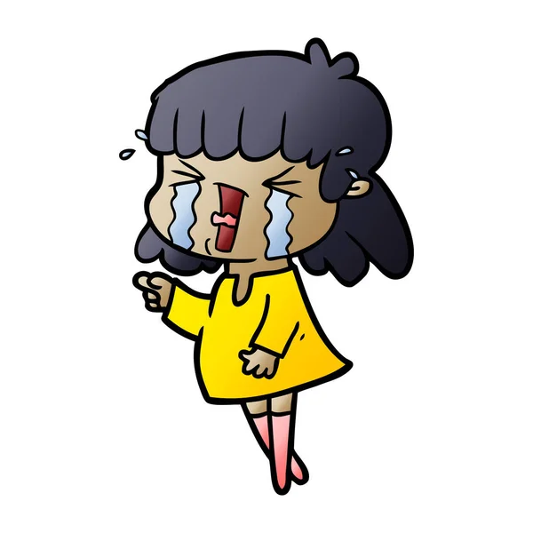 Cartoon Vrouw Tranen — Stockvector