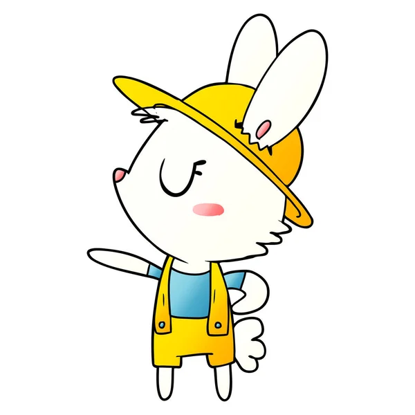 Cartoon Rabbit Construction Worker — Stock Vector