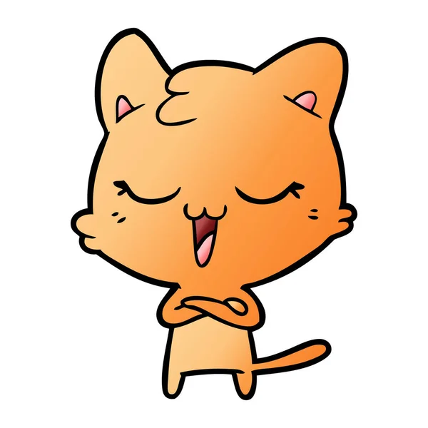 Векторная Иллюстрация Счастливой Мультяшной Кошки — стоковый вектор