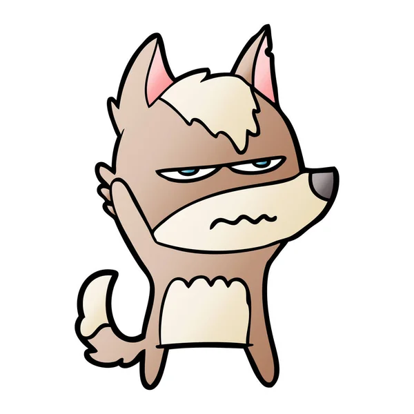 Vector Illustration Cartoon Annoyed Wolf — Stock Vector