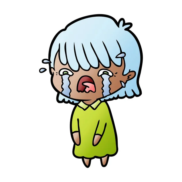 卡通女孩哭泣的矢量插图 — 图库矢量图片