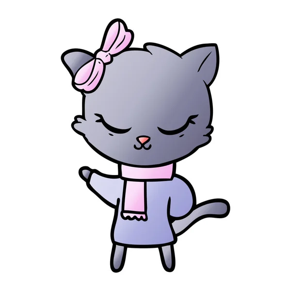 Vector Illustratie Van Schattige Cartoon Kat — Stockvector