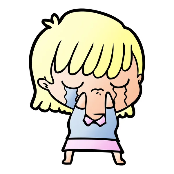 漫画女性泣きのベクトル イラスト — ストックベクタ
