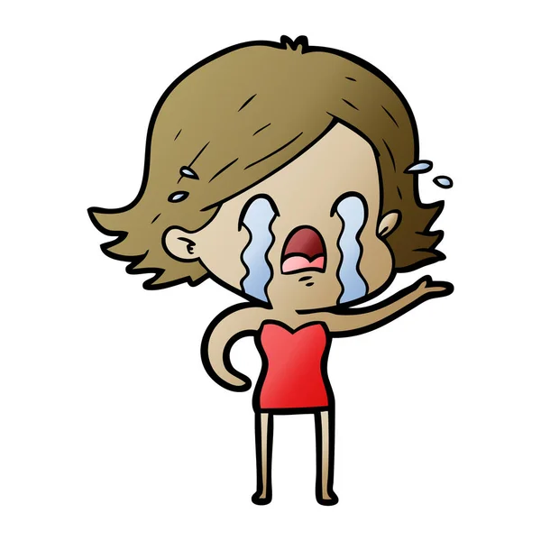 Vector Illustration Cartoon Woman Crying — Stock Vector