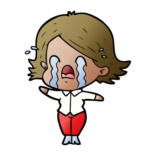 Vector Illustration Cartoon Woman Crying — Stock Vector