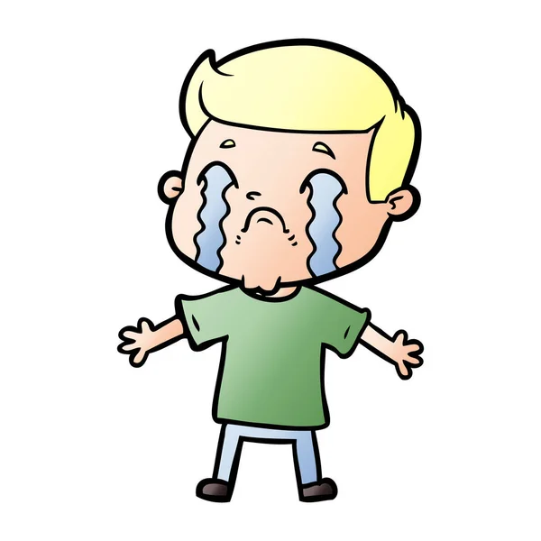 Ilustração Vetorial Homem Dos Desenhos Animados Chorando —  Vetores de Stock