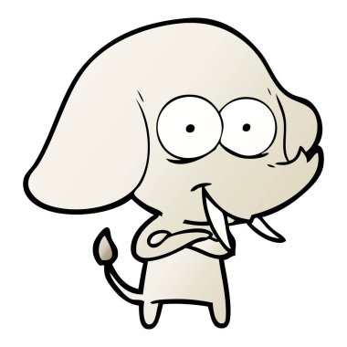 mutlu çizgi film fil vektör çizim