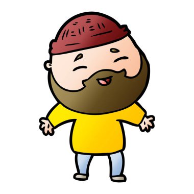 Çizgi film mutlu sakallı adam