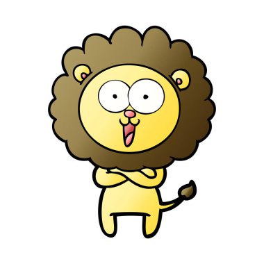 mutlu karikatür aslan vektör çizim