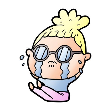 çizgi film ağlayan kadın gözlük takıyor