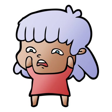 vektör çizim karikatür endişeli kadın