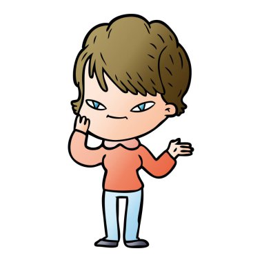 vektör çizim karikatür mutlu kadın