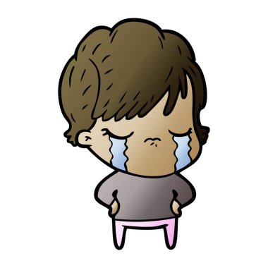 vektör çizim karikatür kadının ağladığını