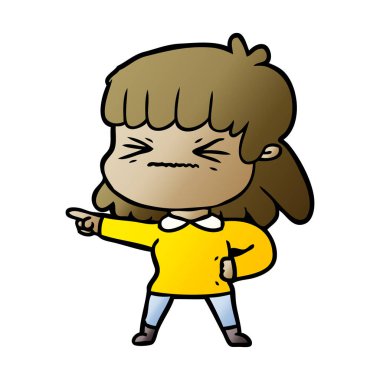 Çizgi filmdeki kadının vektör çizimi