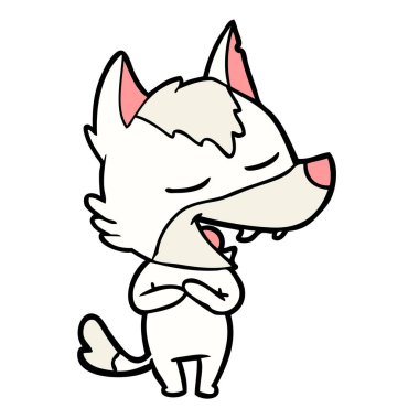 vektör çizim karikatür kurt gülen