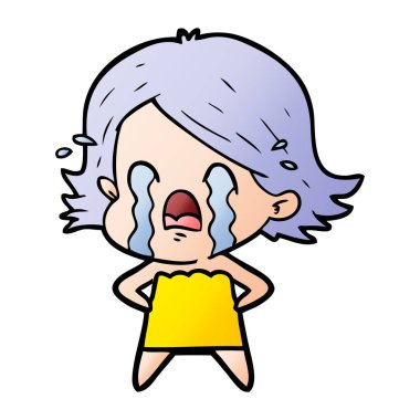 vektör çizim karikatür kadının ağladığını