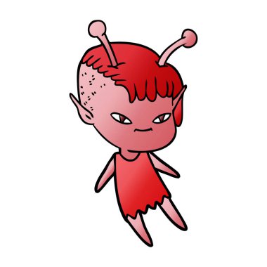 sevimli çizgi uzaylı kız