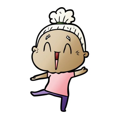 karikatür mutlu yaşlı kadın