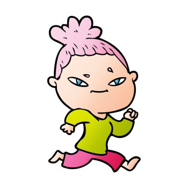 Çizgi filmdeki kadının vektör çizimi