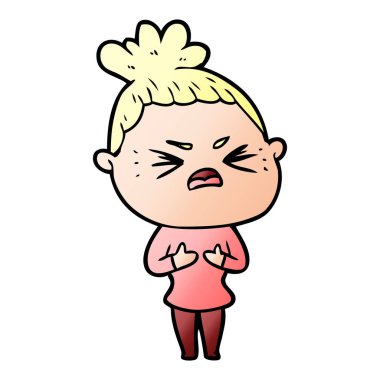 vektör çizim karikatür kızgın kadın