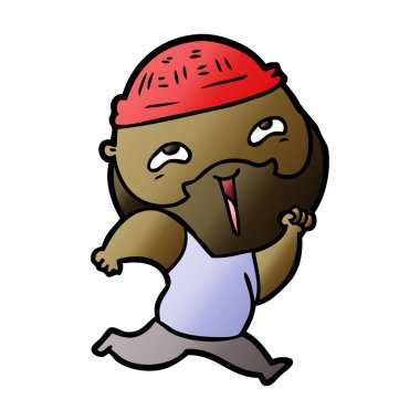 Çizgi film mutlu sakallı adam